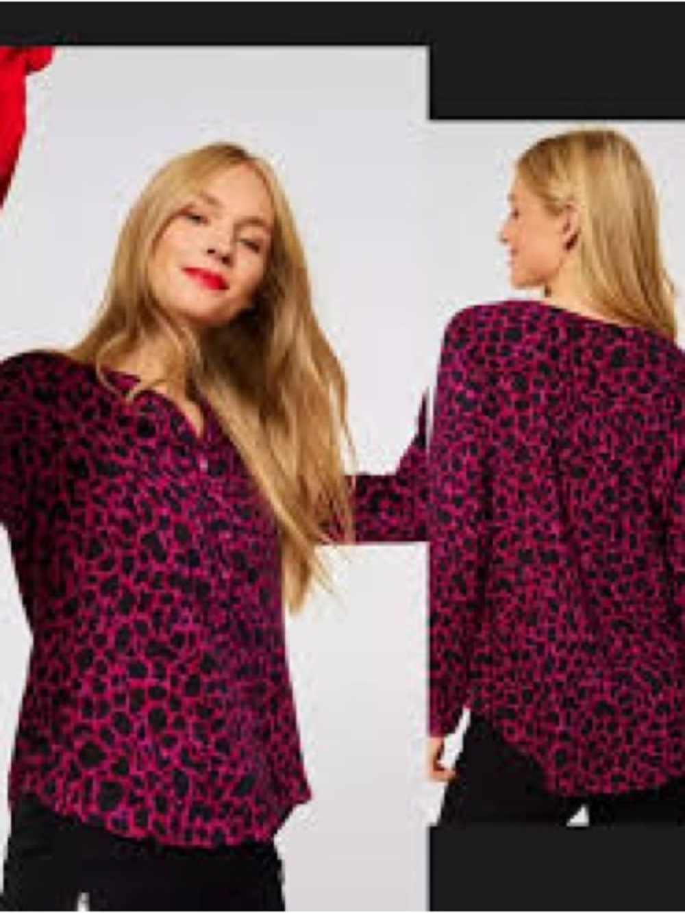 White House Black Market Pink and Black Leopard-Print Button Cardigan